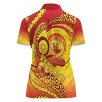 Vanuatu 45 Yia Indipendens Anivesari Women Polo Shirt Tamtam Drum With Boar Tusk - Polynesian Pride