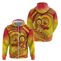 Vanuatu 46 Yia Indipendens Anivesari Zip Hoodie Tamtam Drum With Boar Tusk LT05 - Polynesian Pride