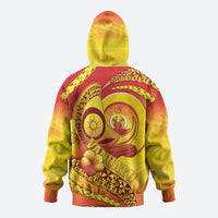 Vanuatu 46 Yia Indipendens Anivesari Zip Hoodie Tamtam Drum With Boar Tusk LT05 - Polynesian Pride