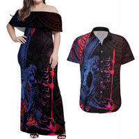 Samoan Pride Couples Matching Off Shoulder Maxi Dress and Hawaiian Shirt The Tui Manua - Polynesian Pride