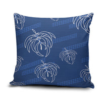 Aloha Hawaii Acacia Koa Leaves Pillow Cover Navy Kakau Tribal Pattern