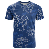 Aloha Hawaii Acacia Koa Leaves T Shirt Navy Kakau Tribal Pattern