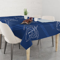 Aloha Hawaii Acacia Koa Leaves Tablecloth Navy Kakau Tribal Pattern