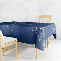 Aloha Hawaii Acacia Koa Leaves Tablecloth Navy Kakau Tribal Pattern