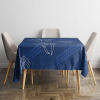 Aloha Hawaii Acacia Koa Leaves Tablecloth Navy Kakau Tribal Pattern