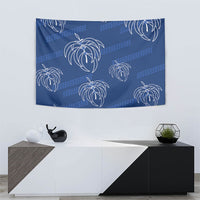 Aloha Hawaii Acacia Koa Leaves Tapestry Navy Kakau Tribal Pattern