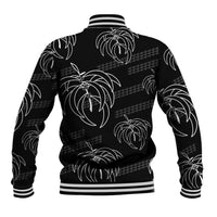 Aloha Hawaii Acacia Koa Leaves Baseball Jacket Black Kakau Tribal Pattern