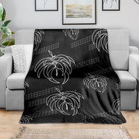 Aloha Hawaii Acacia Koa Leaves Blanket Black Kakau Tribal Pattern