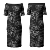 Aloha Hawaii Acacia Koa Leaves Couples Matching Puletasi and Hawaiian Shirt Black Kakau Tribal Pattern LT05 - Polynesian Pride