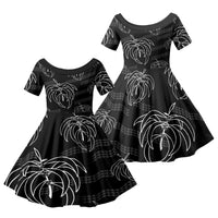 Aloha Hawaii Acacia Koa Leaves Family Matching Summer Maxi Dress and Hawaiian Shirt Black Kakau Tribal Pattern LT05 Daughter's Dress Black - Polynesian Pride