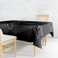 Aloha Hawaii Acacia Koa Leaves Tablecloth Black Kakau Tribal Pattern