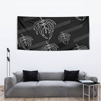 Aloha Hawaii Acacia Koa Leaves Tapestry Black Kakau Tribal Pattern