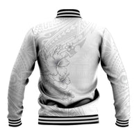 Lotu Tamaiti Samoa Baseball Jacket White Sunday Polynesian Tribal Pattern Elegant Style