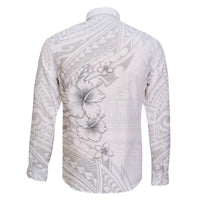 Lotu Tamaiti Samoa Family Matching Off The Shoulder Long Sleeve Dress and Hawaiian Shirt White Sunday Polynesian Tribal Pattern Elegant Style