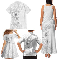 Lotu Tamaiti Samoa Family Matching Tank Maxi Dress and Hawaiian Shirt White Sunday Polynesian Tribal Pattern Elegant Style