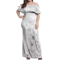 Lotu Tamaiti Samoa Off Shoulder Maxi Dress White Sunday Polynesian Tribal Pattern Elegant Style