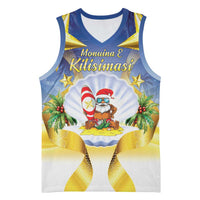 Niue Christmas Basketball Jersey Seashell Santa Beach Vibes - Polynesian Pride
