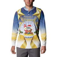 Niue Christmas Button Sweatshirt Seashell Santa Beach Vibes - Polynesian Pride