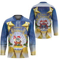 Niue Christmas Hockey Jersey Seashell Santa Beach Vibes - Polynesian Pride