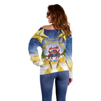 Niue Christmas Off Shoulder Sweater Seashell Santa Beach Vibes - Polynesian Pride