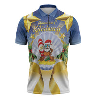 Niue Christmas Zipper Polo Shirt Seashell Santa Beach Vibes - Polynesian Pride