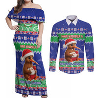 New Zealand Christmas Couples Matching Off Shoulder Maxi Dress and Long Sleeve Button Shirt Have Yourself A Kiwi-tastic Christmas - Polynesian Pride