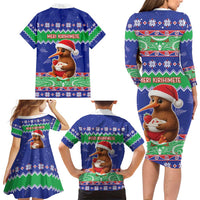 New Zealand Christmas Family Matching Long Sleeve Bodycon Dress and Hawaiian Shirt Have Yourself A Kiwi-tastic Christmas - Polynesian Pride