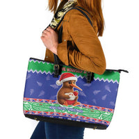 New Zealand Christmas Leather Tote Bag Have Yourself A Kiwi-tastic Christmas - Polynesian Pride