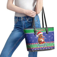 New Zealand Christmas Leather Tote Bag Have Yourself A Kiwi-tastic Christmas - Polynesian Pride