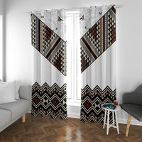 New Zealand Aotearoa Window Curtain Taniko Art Simple Style LT05 With Grommets Brown - Polynesian Pride