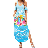 Universal Human Rights Month Summer Maxi Dress Polynesian Style LT05 Women Blue - Polynesian Pride