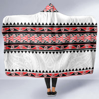 New Zealand Aotearoa Hooded Blanket With Kowhaiwhai Pattern Red Version LT05 - Polynesian Pride