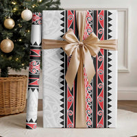 New Zealand Aotearoa Wrapping Paper With Kowhaiwhai Pattern Red Version - Polynesian Pride