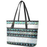 New Zealand Aotearoa Leather Tote Bag With Paua Shell Kowhaiwhai Pattern LT05 - Polynesian Pride