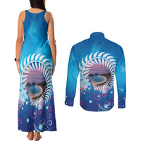 New Zealand Matapouri Beach Landscape Couples Matching Tank Maxi Dress and Long Sleeve Button Shirt