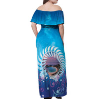 New Zealand Matapouri Beach Landscape Off Shoulder Maxi Dress