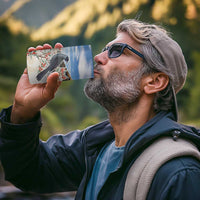 New Zealand Mount Taranaki Landscape 4 in 1 Can Cooler Tumbler Kokako Bird Polynesian Style