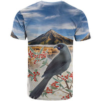 New Zealand Mount Taranaki Landscape T Shirt Kokako Bird Polynesian Style LT05 - Polynesian Pride
