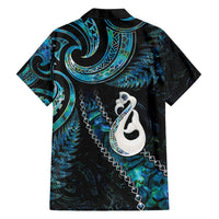 New Zealand Aotearoa Family Matching Tank Maxi Dress and Hawaiian Shirt Maori Manaia Paua Shell Glitter Turquoise LT05 - Polynesian Pride