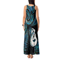 New Zealand Aotearoa Tank Maxi Dress Maori Manaia Paua Shell Glitter Turquoise LT05 - Polynesian Pride