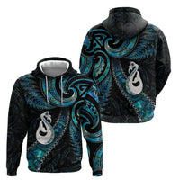 New Zealand Aotearoa Zip Hoodie Maori Manaia Paua Shell Glitter Turquoise LT05 - Polynesian Pride