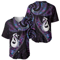 New Zealand Aotearoa Baseball Jersey Maori Manaia Paua Shell Glitter Purple LT05 - Polynesian Pride