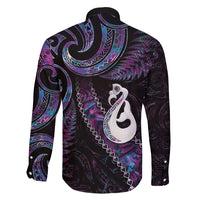 New Zealand Aotearoa Family Matching Mermaid Dress and Hawaiian Shirt Maori Manaia Paua Shell Glitter Purple LT05 - Polynesian Pride