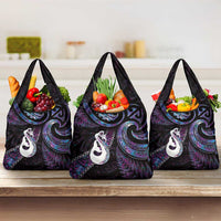 New Zealand Aotearoa Grocery Bag Maori Manaia Paua Shell Glitter Purple