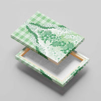 Aloha Hawaii Palaka Canvas Wall Art Green Plumeria Lei - Polynesian Pride