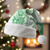 Aloha Hawaii Palaka Christmas Santa Hat Green Plumeria Lei - Polynesian Pride