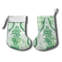 Aloha Hawaii Palaka Christmas Stocking Green Plumeria Lei - Polynesian Pride