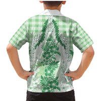 Aloha Hawaii Palaka Family Matching Mermaid Dress and Hawaiian Shirt Green Plumeria Lei - Polynesian Pride