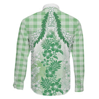 Aloha Hawaii Palaka Family Matching Tank Maxi Dress and Hawaiian Shirt Green Plumeria Lei - Polynesian Pride