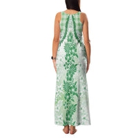 Aloha Hawaii Palaka Family Matching Tank Maxi Dress and Hawaiian Shirt Green Plumeria Lei - Polynesian Pride